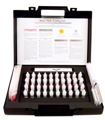 bullet hole testing kit and ampoules'